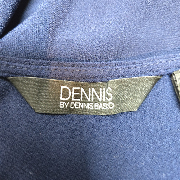 Dennis Basso Caviar Crepe Asymmetrical Chiffon Hem Tank Navy Size 1X - Picture 4 of 8